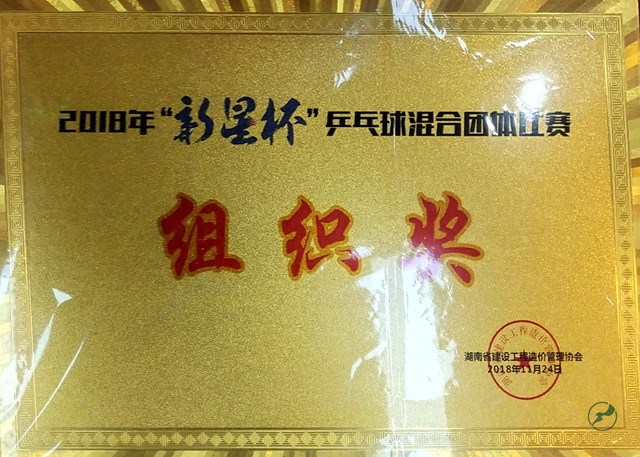 2018“新星杯”乒乓球混合團體比賽組織獎